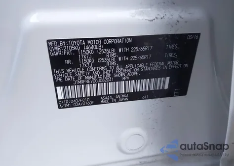 2016 Toyota Rav4 Xle из США, поврежденный, VIN JTMRFREV0GJ082041